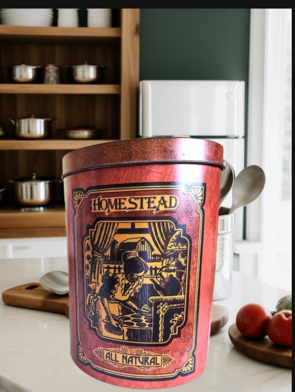 Homestead Tin Collection Vintage Country Ranch Kitchen Decor Cookie Canister